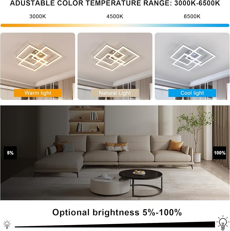 Mckalen 40W LED Mennyezeti Lámpa Dimmelhető Távirányítóval 62cm Ezüst