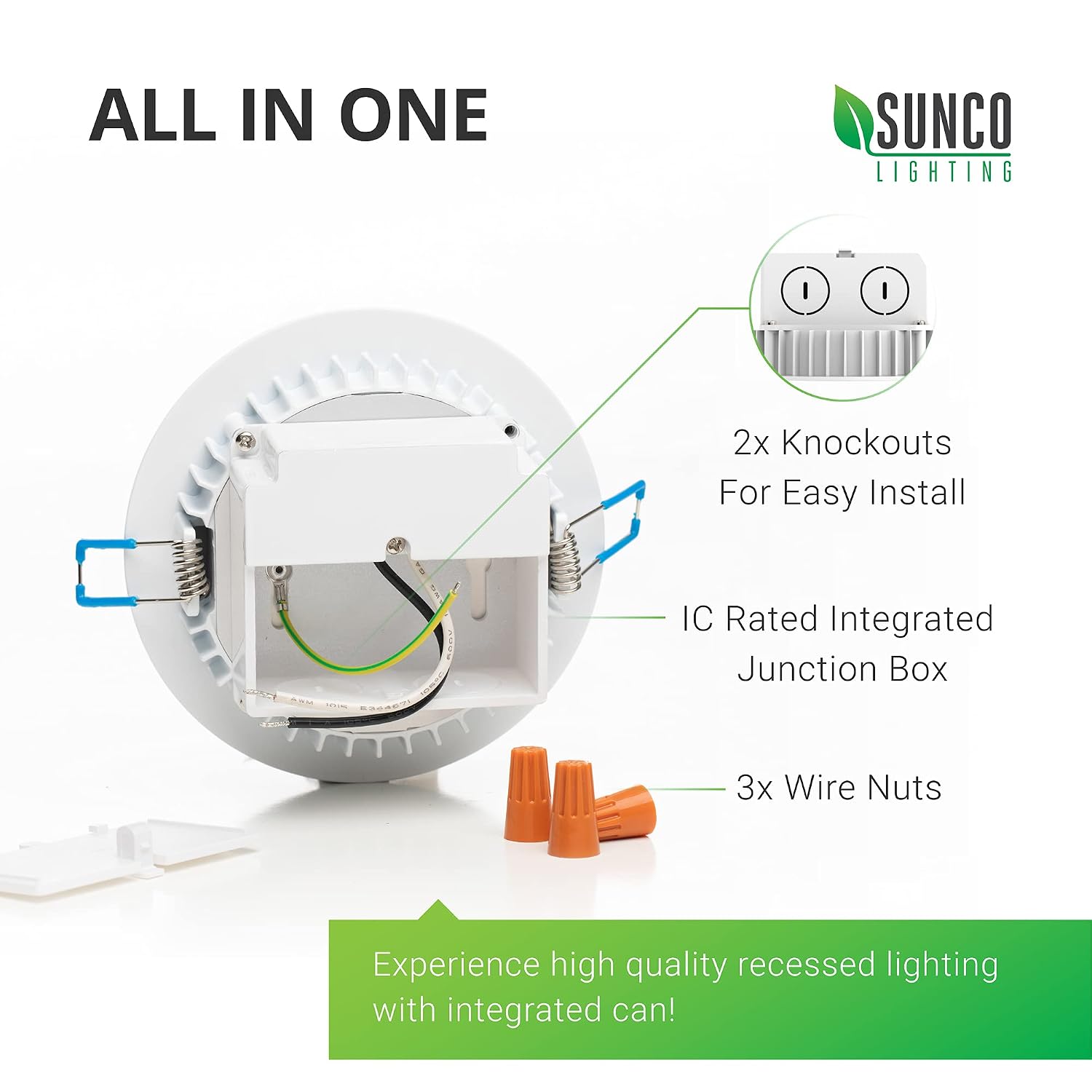 Sunco 4 Pack 4 Inch Ultra Thin LED Recessed Lighting Ceiling Lights Slim, 6000K Daylight Deluxe, 10W, Damp Rated, Dimmable Canless Integrated Junction Box, ETL