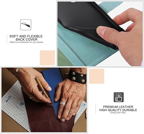 Miniatura 5 de Funda tipo cartera para iPhone 15 Pro, función atril, funda protectora de piel sintética con ranura para tarjeta de crédito cierre magnético para