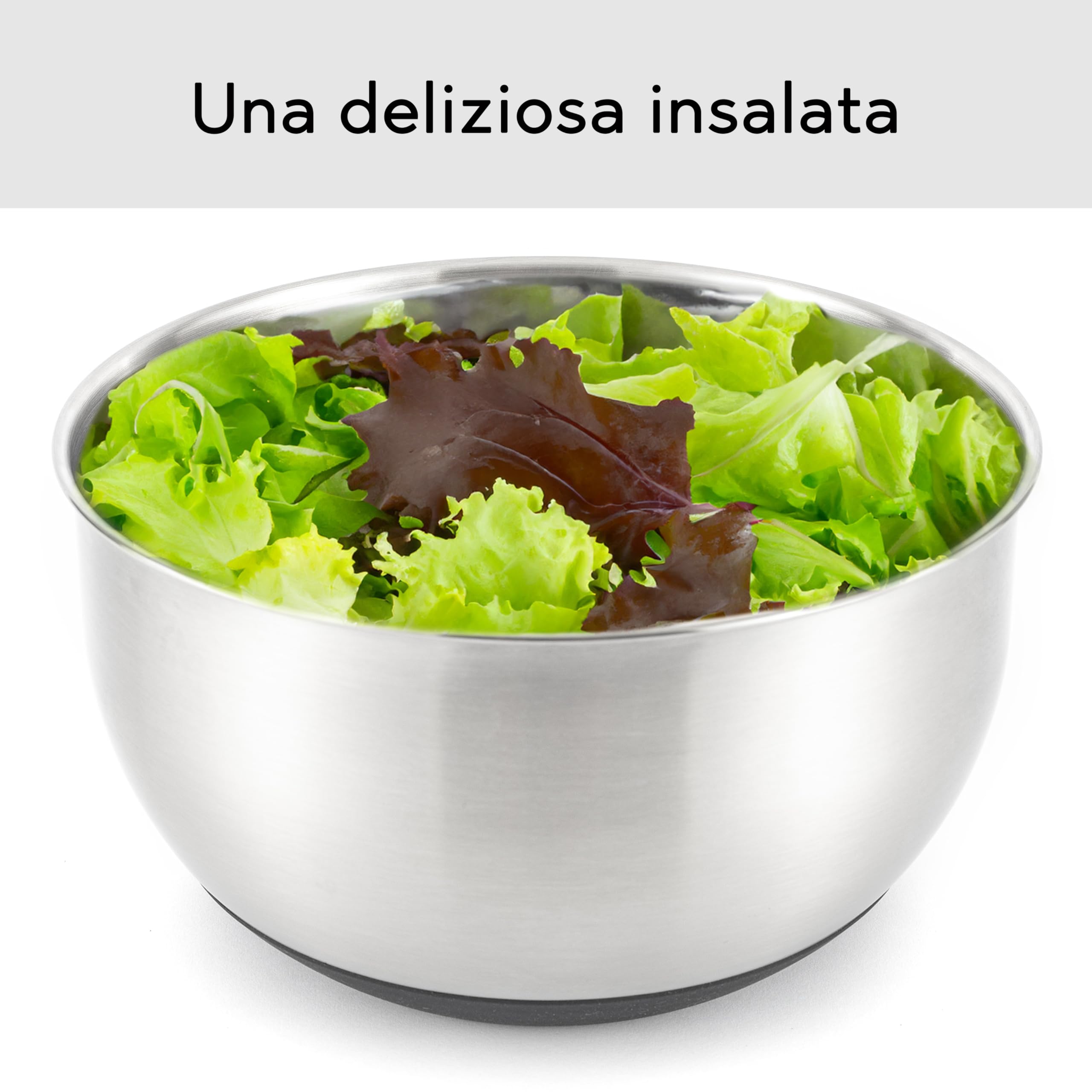 Hanseküche Centrifuga da insalata in acciaio inossidabile – Ø24,5x19cm Centrifugare,servire e conservare in un unico Salad Spinner privo di BPA,Grande capacità di 4,5 litri con azionamento a manovella
