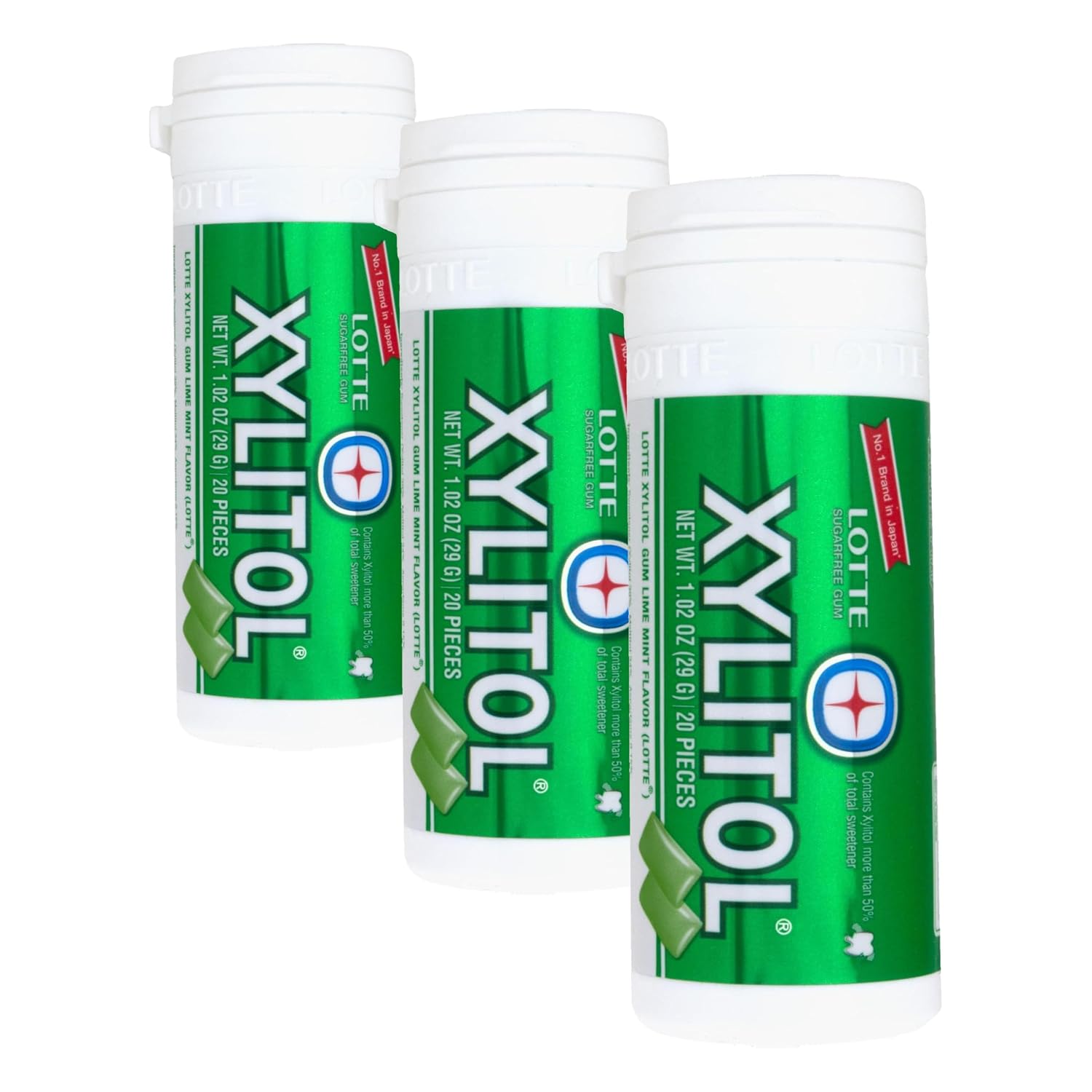 Lotte Xylitol Lime Mint Gum 2.04 OZ (Pack of 4)