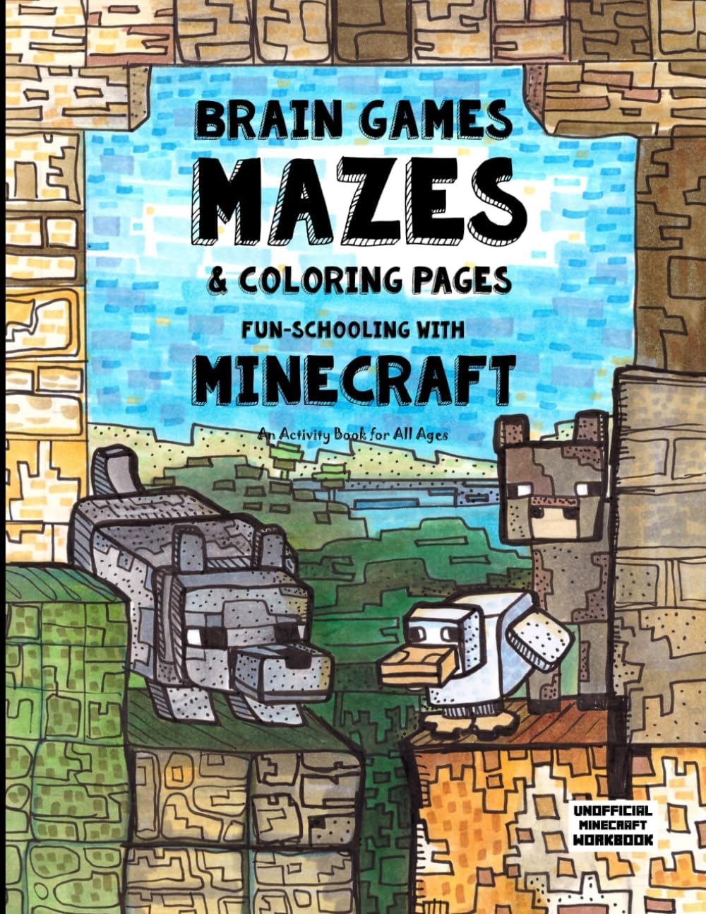 Brain Games, Mazes & Coloring Pages - Homeschooling With Minecraft: Dyslexia Games Presents an Activity Book - Great for Creative Kids with Dyslexia, ADHD, Asperger's Syndrome and Autism