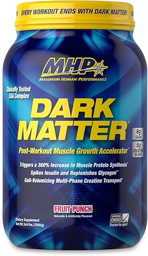 MHP Dark Matter Post entrenamiento acelerador de recuperación con creatina multifase carbohidratos de maíz ceroso 021oz de EAA ponche de frutas 20 disponible en Yaxa Colombia