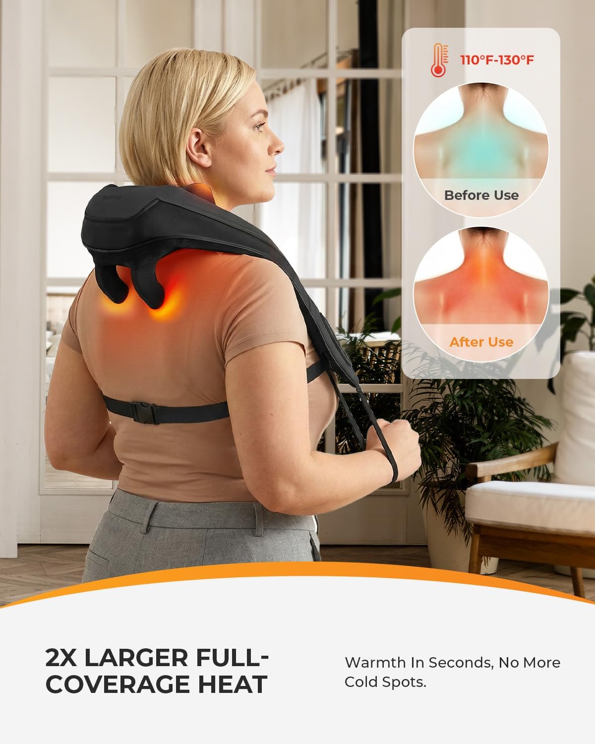 CooCoCo FSA Eligible Cordless Neck Massager, Back and Shoulder Massager for Pain Relief Deep Tissue, HSA FSA Approved Shiatsu Back Massager, Mothers Day Gifts & Birthday Gifts for Mom Dad Women Men