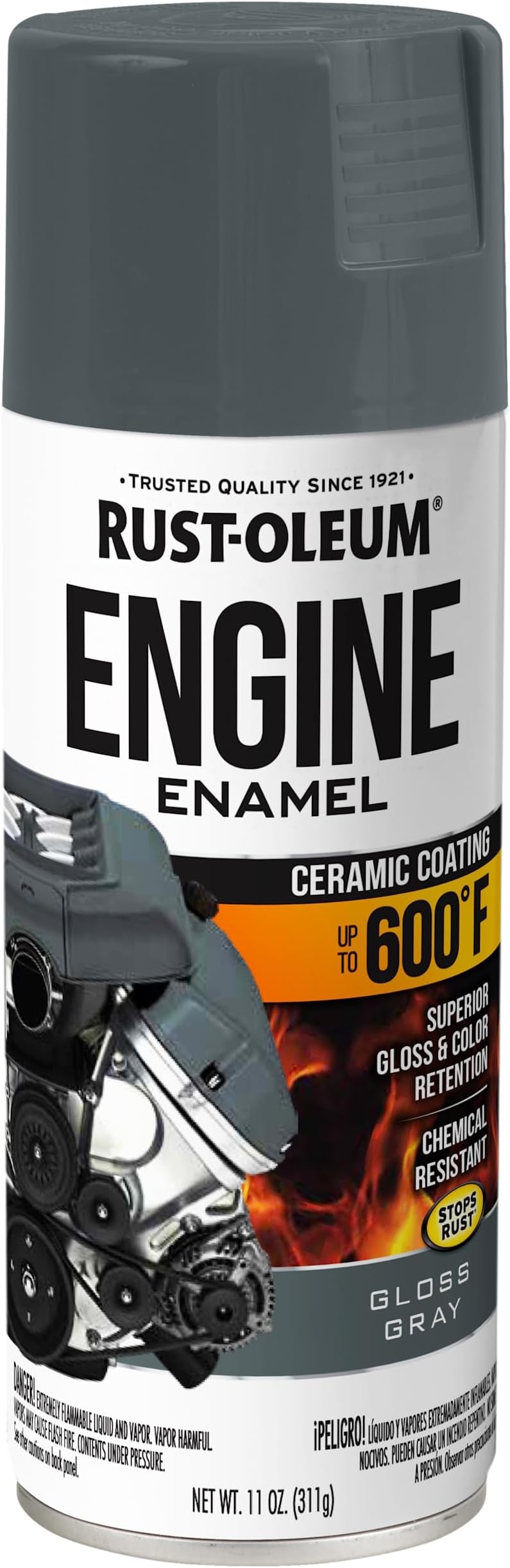 366435 Engine Enamel Spray Paint, 11 oz, Gloss Gray, (Pack of 1)