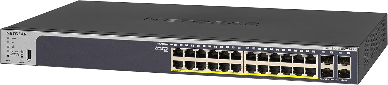 Flash Deals - 80% OFF NETGEAR 28-Port Gigabit Ethernet Smart Managed Pro PoE Switch (GS728TPP) - with 24 x PoE+ @ 380W, 4 x 1G SFP, Desktop/Rackmount, and ProSAFE Lifetime Protection Hot Deals NETGEAR 28-Port Gigabit Ethernet Smart Managed Pro PoE Switch (GS728TPP) - with 24 x PoE+ @ 380W, 4 x 1G SFP, Desktop/Rackmount, and ProSAFE Lifetime Protection
