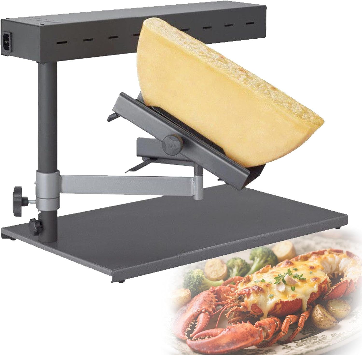 Versatile Cheese Melter 600w, Raclette Grill with Removable Clip, Adjustable Sliding Rack, Tilting for Easy Cheese Removal, Easy Install Home Restaurant A