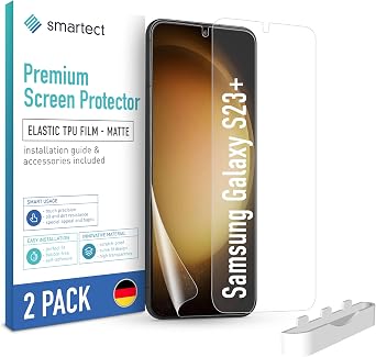 smartect TPU Screen Protector 2 Pieces Matte for Samsung Galaxy S23 Plus | Protective Screen HD Anti Scratch, Anti Glare, Bubble Free, Anti-Fingerprint, Case Friendly