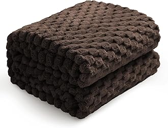 Excervent Flannel Fleece Throw Blanket (50x70 inches), Hexagon Jacquard Decorative Fuzzy Blankets for Household, Camping, and Travel, Super Soft Cozy, Suitable for All Seasons, Brown