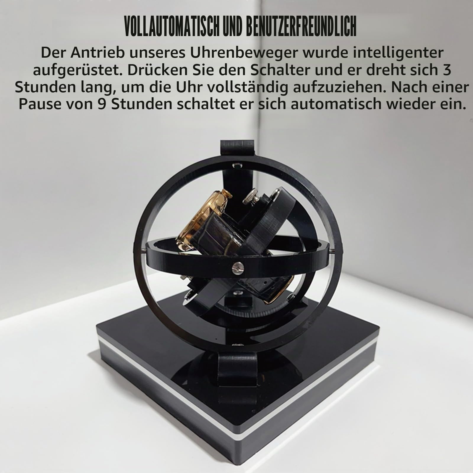 GZPKJ Automatischer Uhrenbeweger Für Eine Uhr, Uhrwerkhalter, Handgelenkumfang Einstellbar, Timer-Abschaltung, Drehvorrichtung Für Automatikuhren