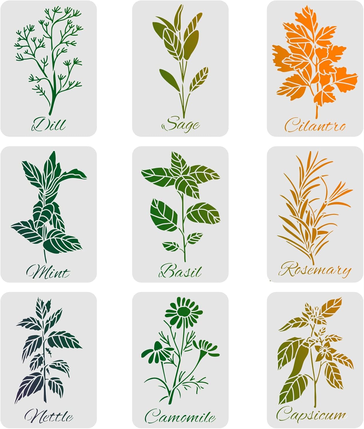 9-teilige Architektur Schablonen Set - Stadt & Dorf Gebäude Vorlagen 21x29,7cm