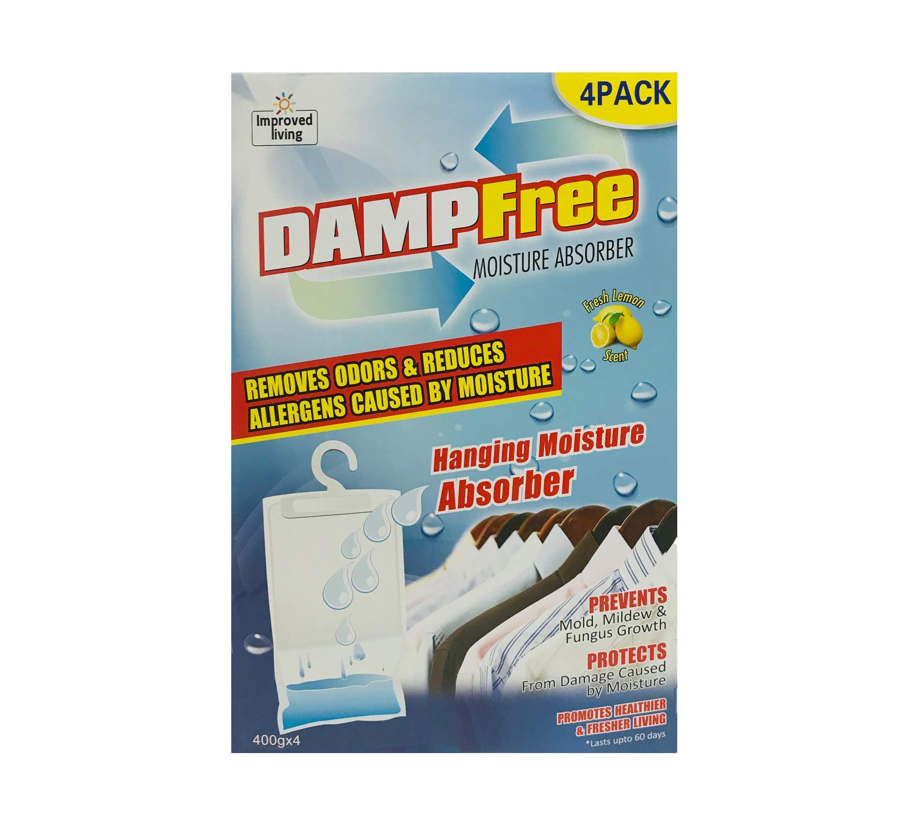 Dampfree Hanging Moisture Absorber, 4x400g pack