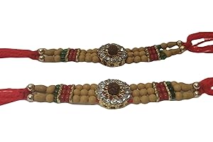 India Big Shop Rakhi for Brothers Stone with Rudraksha Design Rakhi Thread Raksha Bandhan Gift