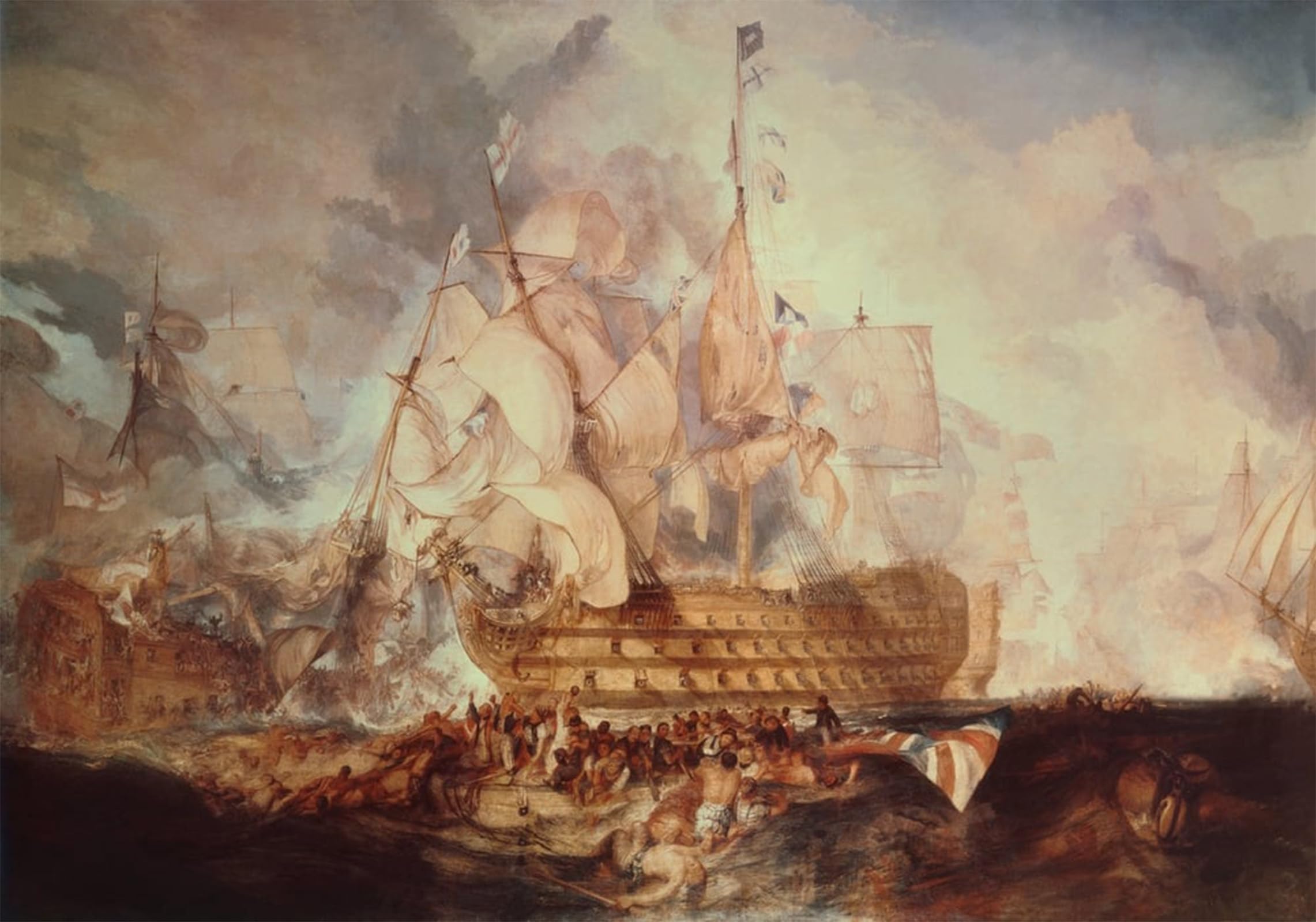 RZHRHJES Vintage Picture Wall Picture Painting Print Poster Die Schlacht Bei Trafalgar by Mallord William Turner Abstract Wall Art Painting for Office Decor 60x90cm