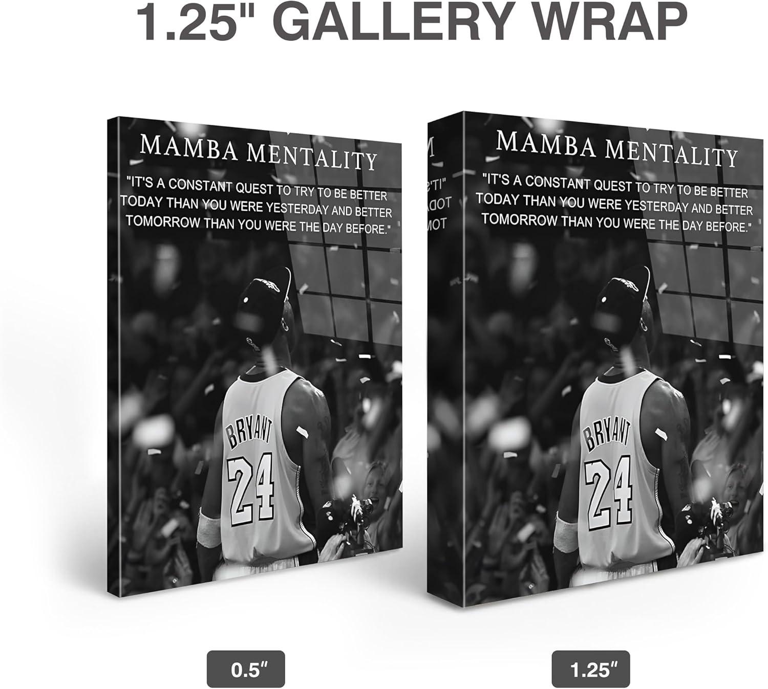 Kobe Bryant Canvas Wall Art Decor - Mamba Mentality Poster with Iconic Number 24 Jersey Back View, Motivational Quote Artwork for Basketball Fans, Ideal for Home or Sports Room Decoration 16X20
