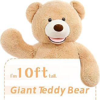 MaoGoLan Giant Teddy Bear Stuffed Animal, 10 Feet Tall, Jumbo Size Plush, Charming and Fluffy for Decorations, Celebrations, Valentine's Day