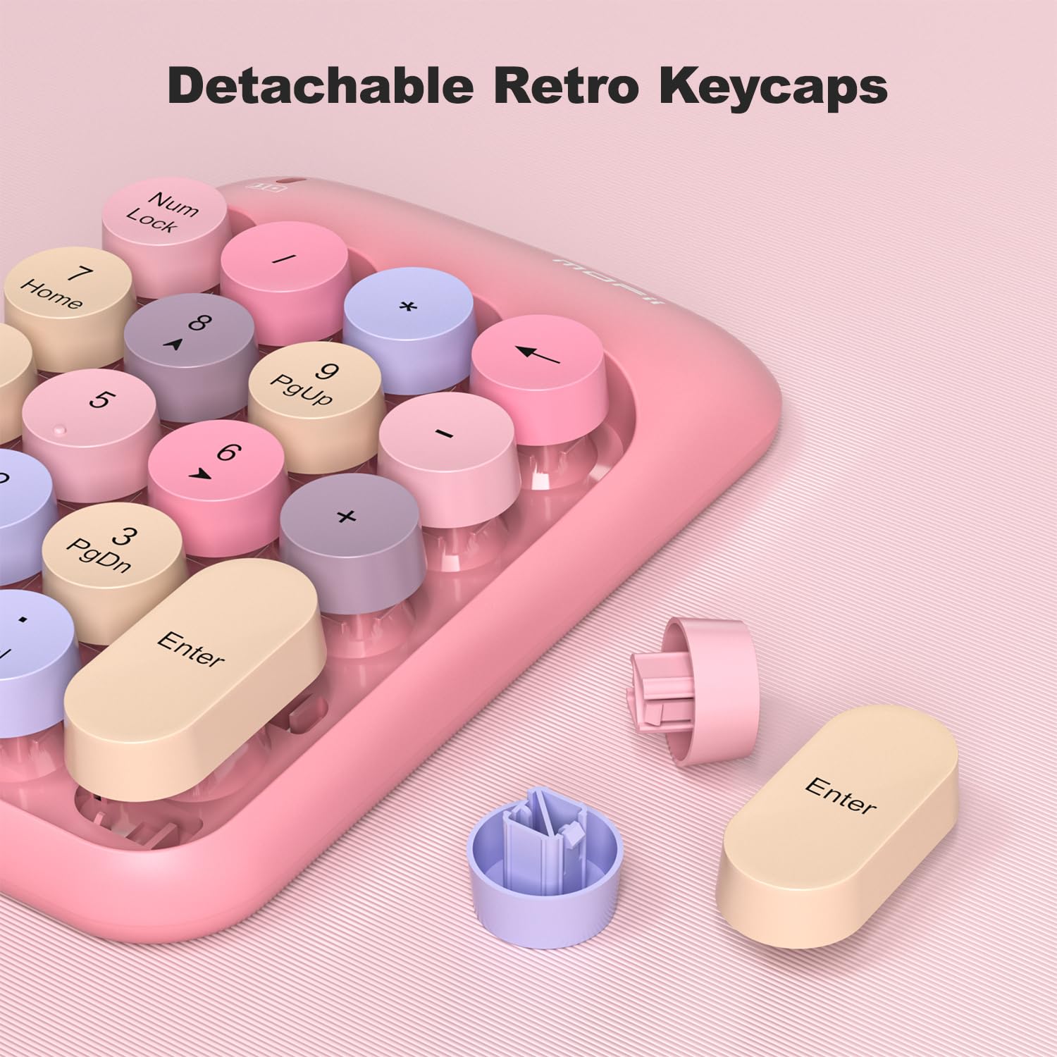MOWUX Almohadillas numéricas inalámbricas, lindo teclado numérico colorido portátil de 2.4 GHz, extensiones de teclado de contabilidad financiera, teclado numérico de 10 teclas para computadora