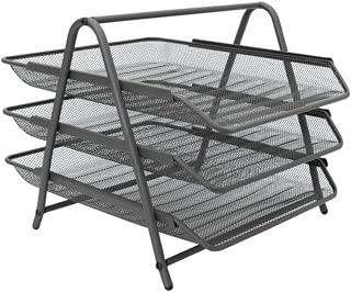 Raylu Paper - Ablage für Briefe und Dokumente, Schreibtisch-Organizer, 3 leicht zugängliche Metall-Ablagen, Größe A4, Farbe Graphit