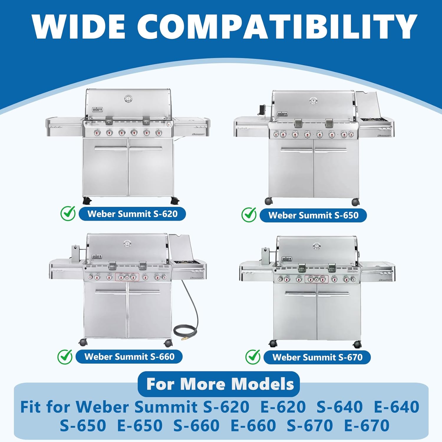 SafBbcue 67671 18.1" Flavorizer Bars Replacement Parts for Summit 600 Series Grills Summit E/S-620/650/640/660/670 Gas Grill Parts,13PCS 16GA Stainless Steel Flavor Bars Replace for Weber 67670