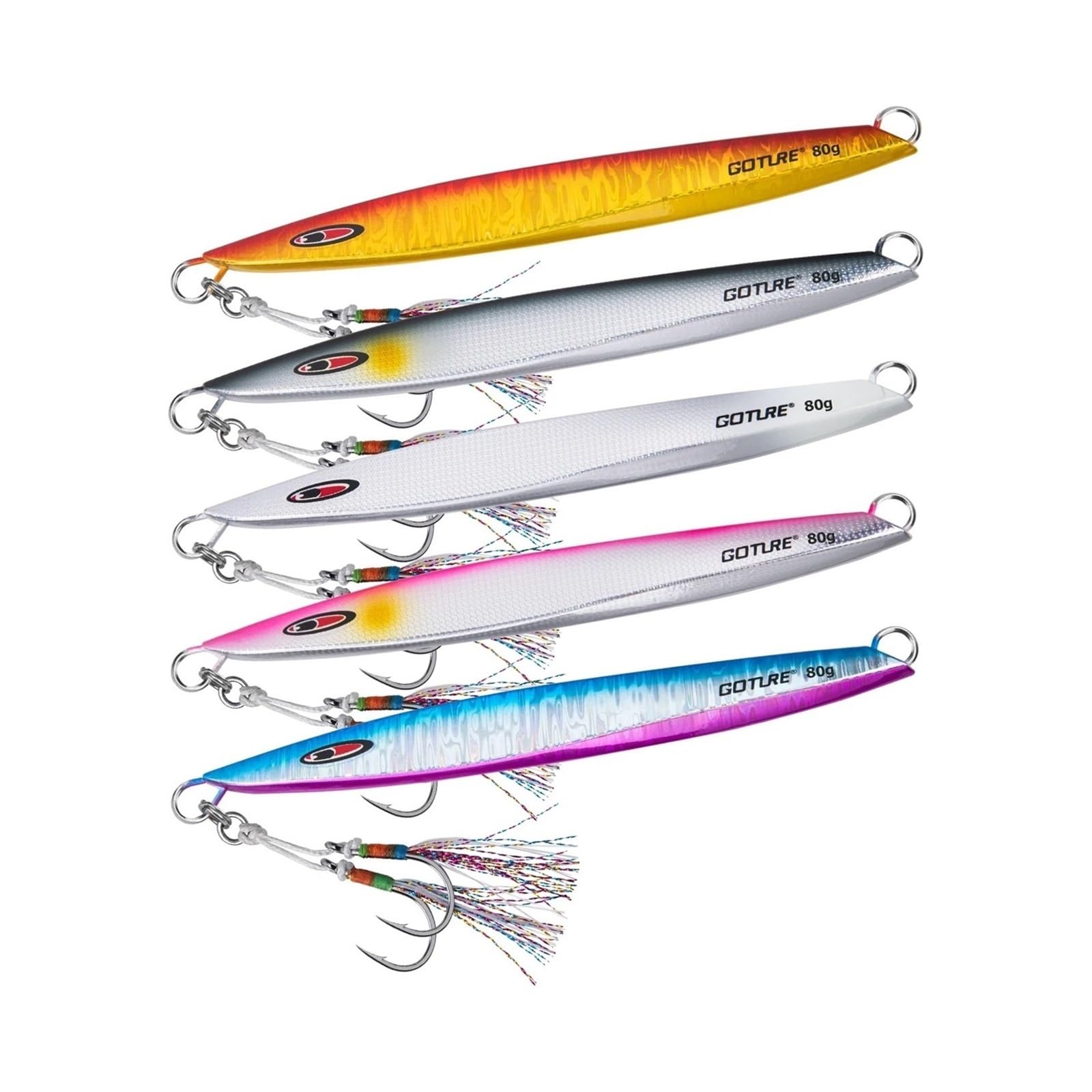 Appâts de pêche 5 pièces 80g/100g/150g gabarit à coulage rapide gabarit en métal leurre pêche à la turlutte en eau de mer leurre dur appâts de pêche matériel de pêche à la traîne Leurres de pêche(80g)