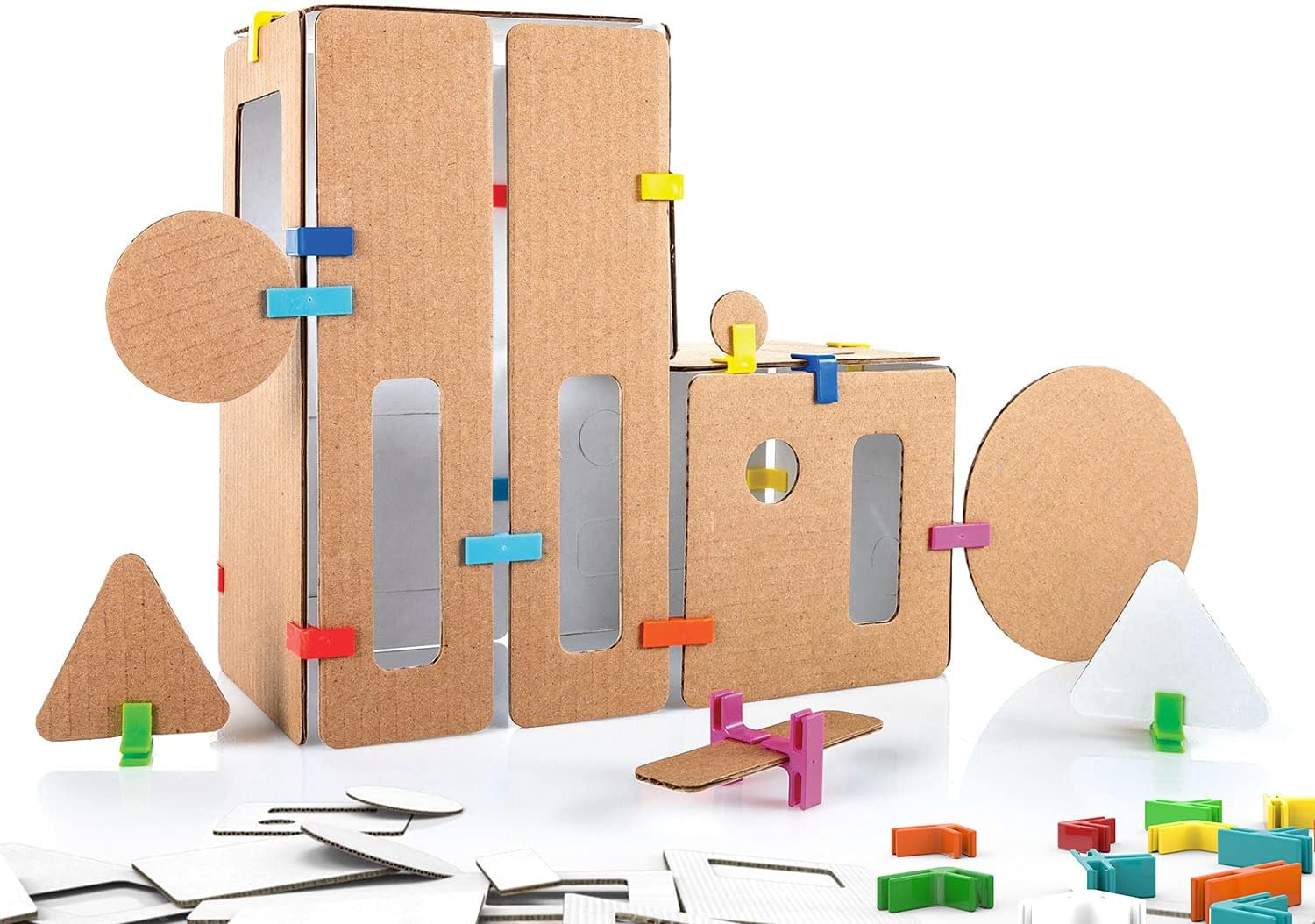 3DUX DESIGN Modern House Architecture Set. DIY Design, Build & Paint Toy for Kids STEAM Education - 76 Easy to Assemble and Reusable Pieces for Building Home, Furniture & Characters Open-Ended Play