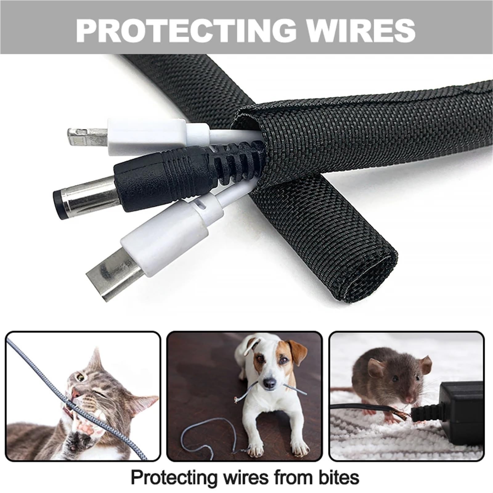 Passe Cable Manchon de câble tressé Extensible for la Gestion des Lignes et Protection Fils pour Ordinateur(29mm,5m)
