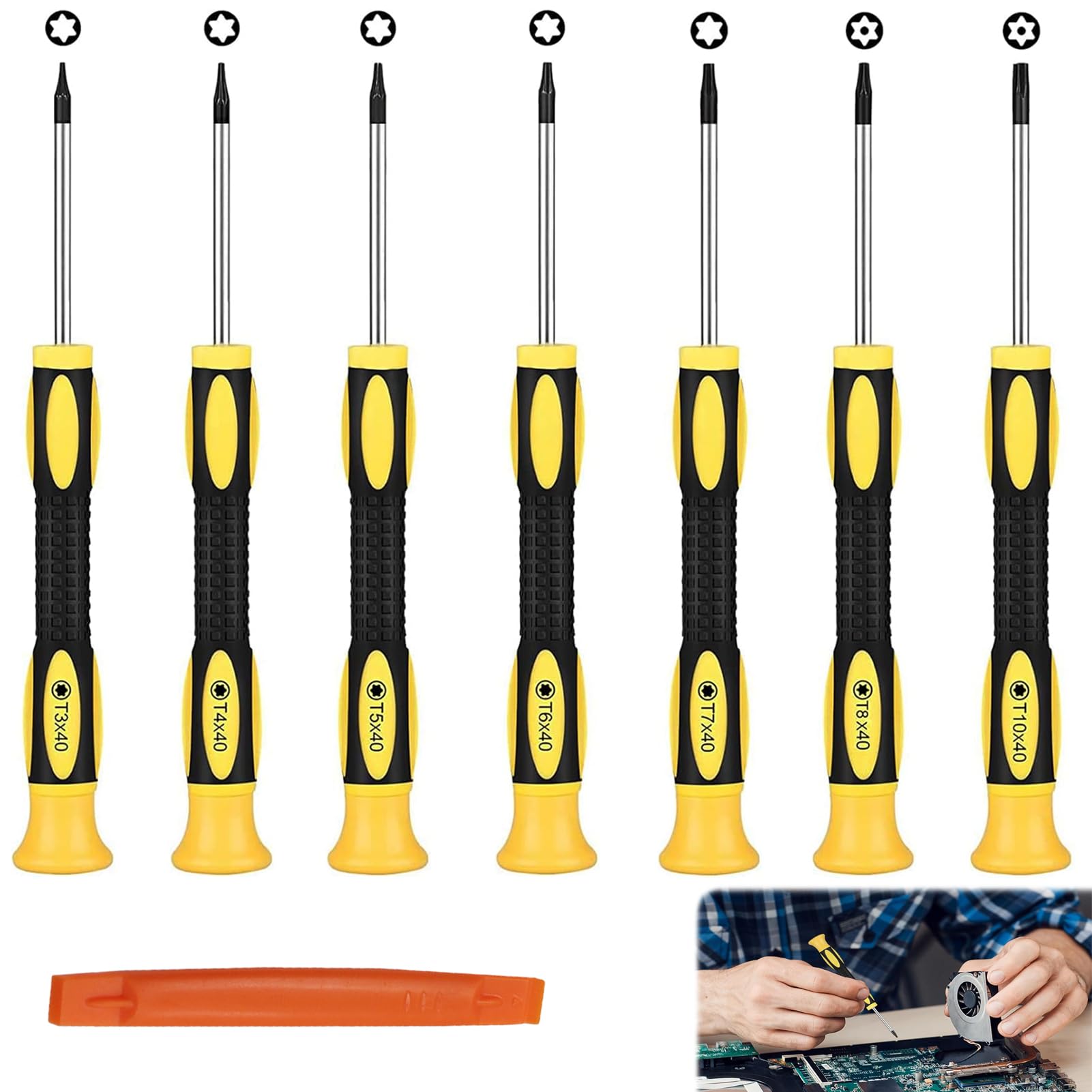Torx Screwdriver Set 7Pcs T3-T10 Precision Torque Magnetic Screwdrivers Repair Kit with Pry Tool