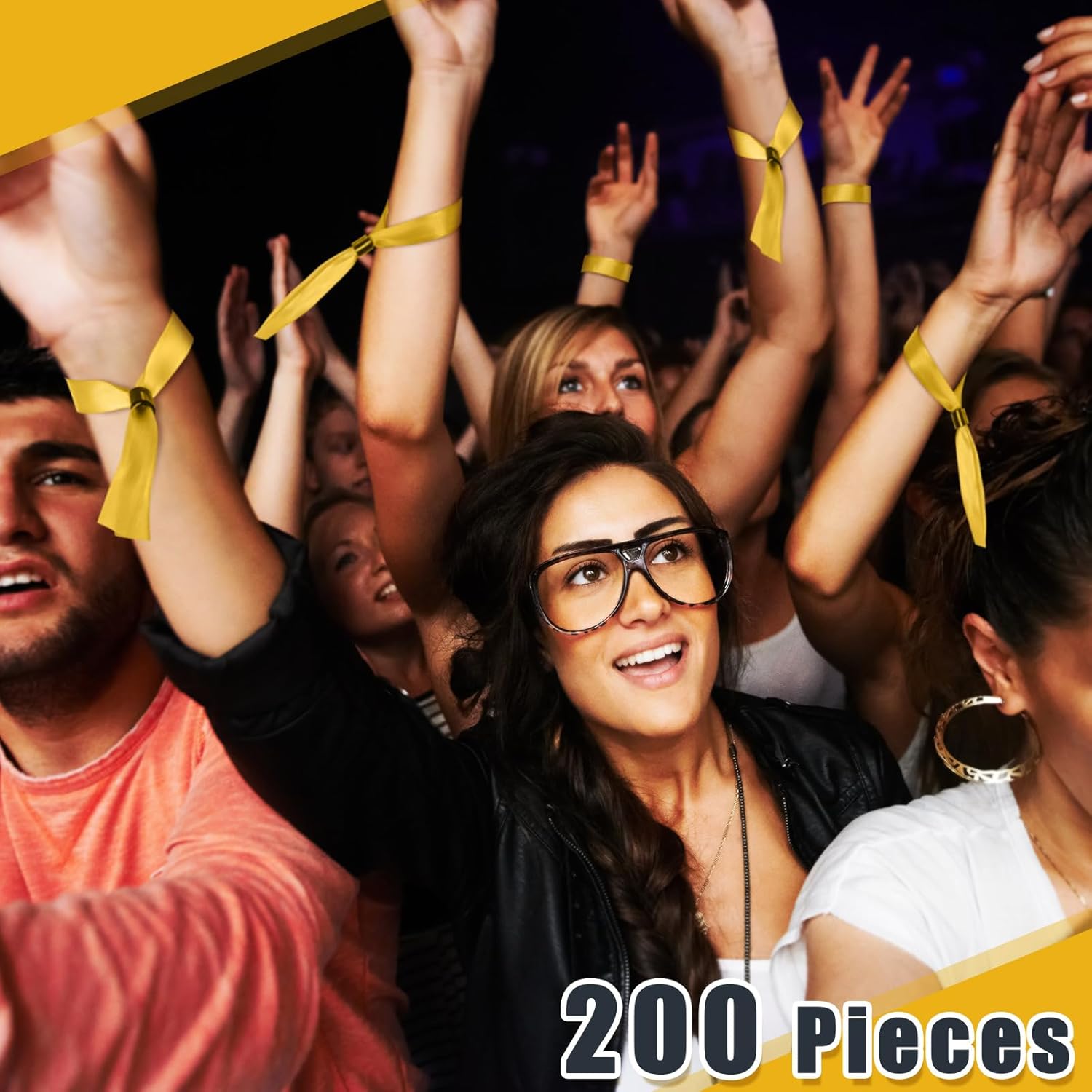 Crowye 200 Pcs Color Cloth Event Wristbands Without Logo Social Distancing Identification Wristbands for Wedding Party Events (Gold)