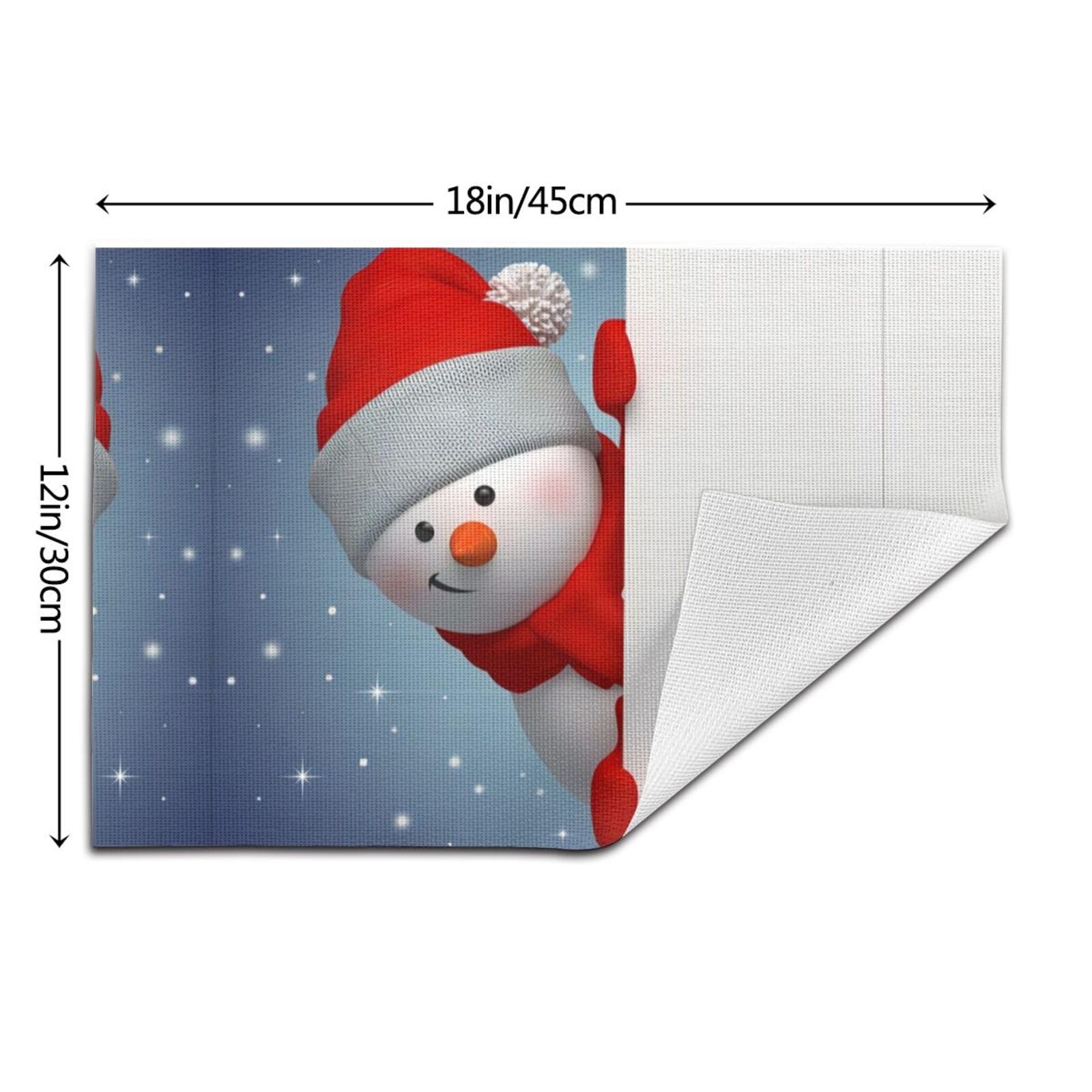 Divertido juego de manteles individuales tejidos con patrón navideño (6 piezas), adecuado para mesas de comedor familiares, banquetes de hotel y decoración de cocina.