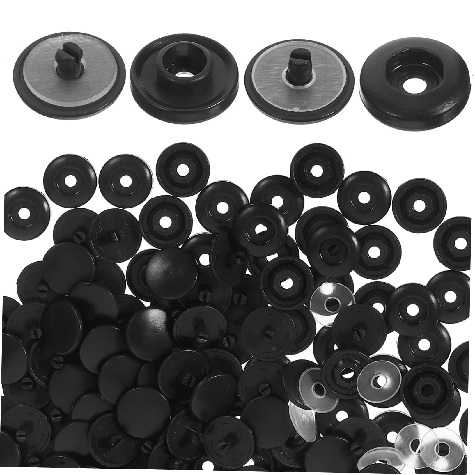 500juegos Botones Presión De Plástico Para Ropa y Manualidades Botones De Costura Para Bebés Accesorios De Diy Color Negro