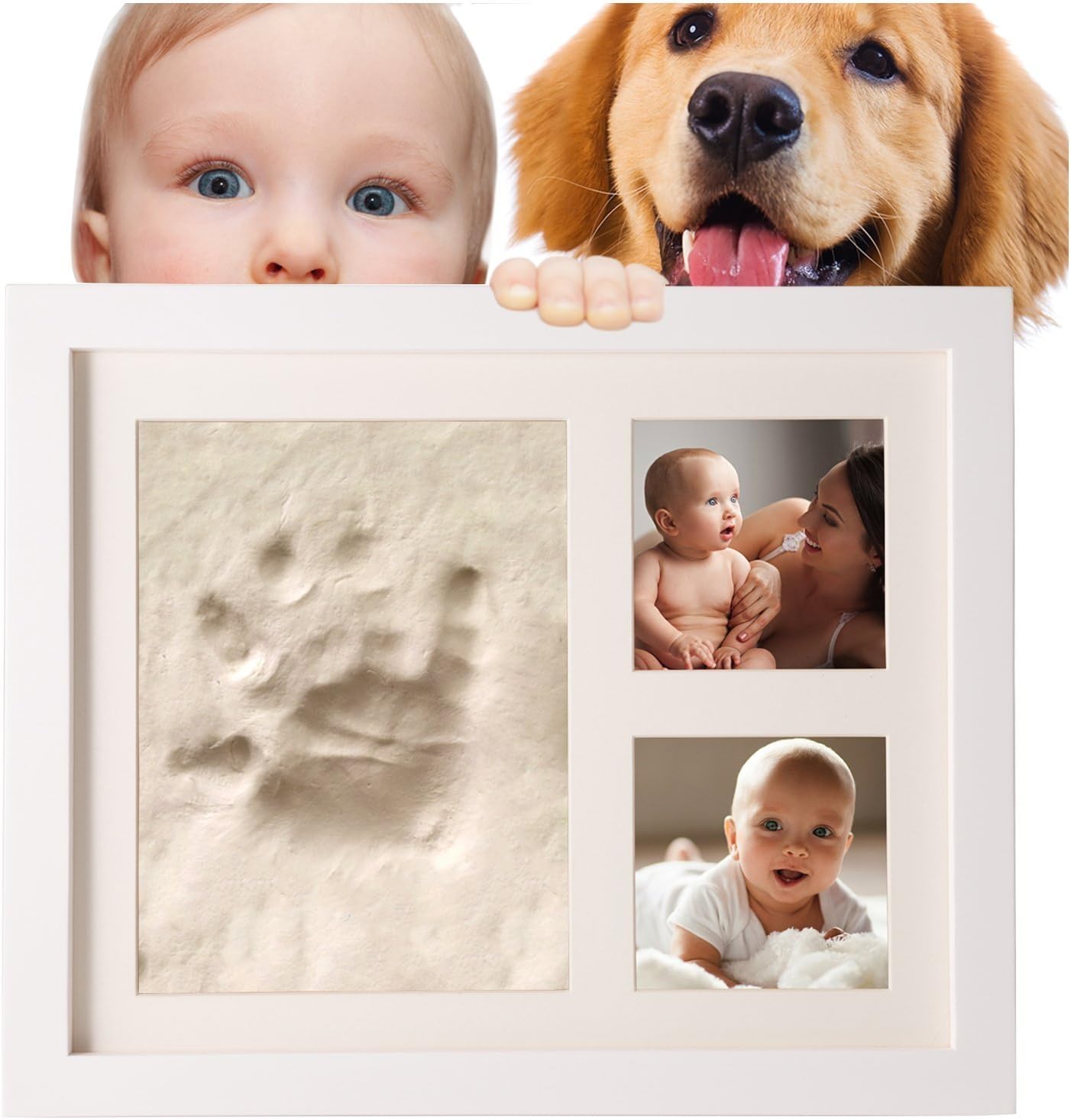 SafBabies Baby Handprint and Footprint Clay Kit Picture Frame, White
