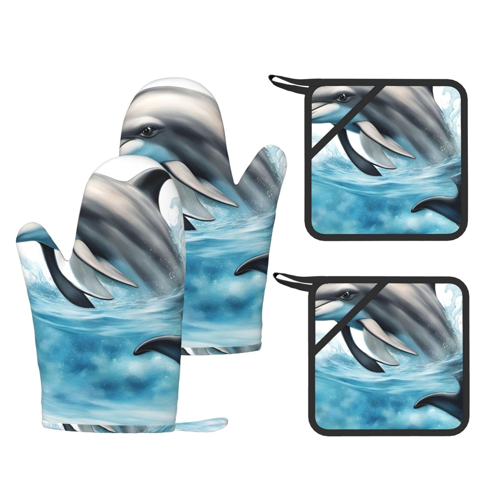 Maniques silicone dauphin lot de 4 accessoires pour cuisiner et pâtisser sans se brûler