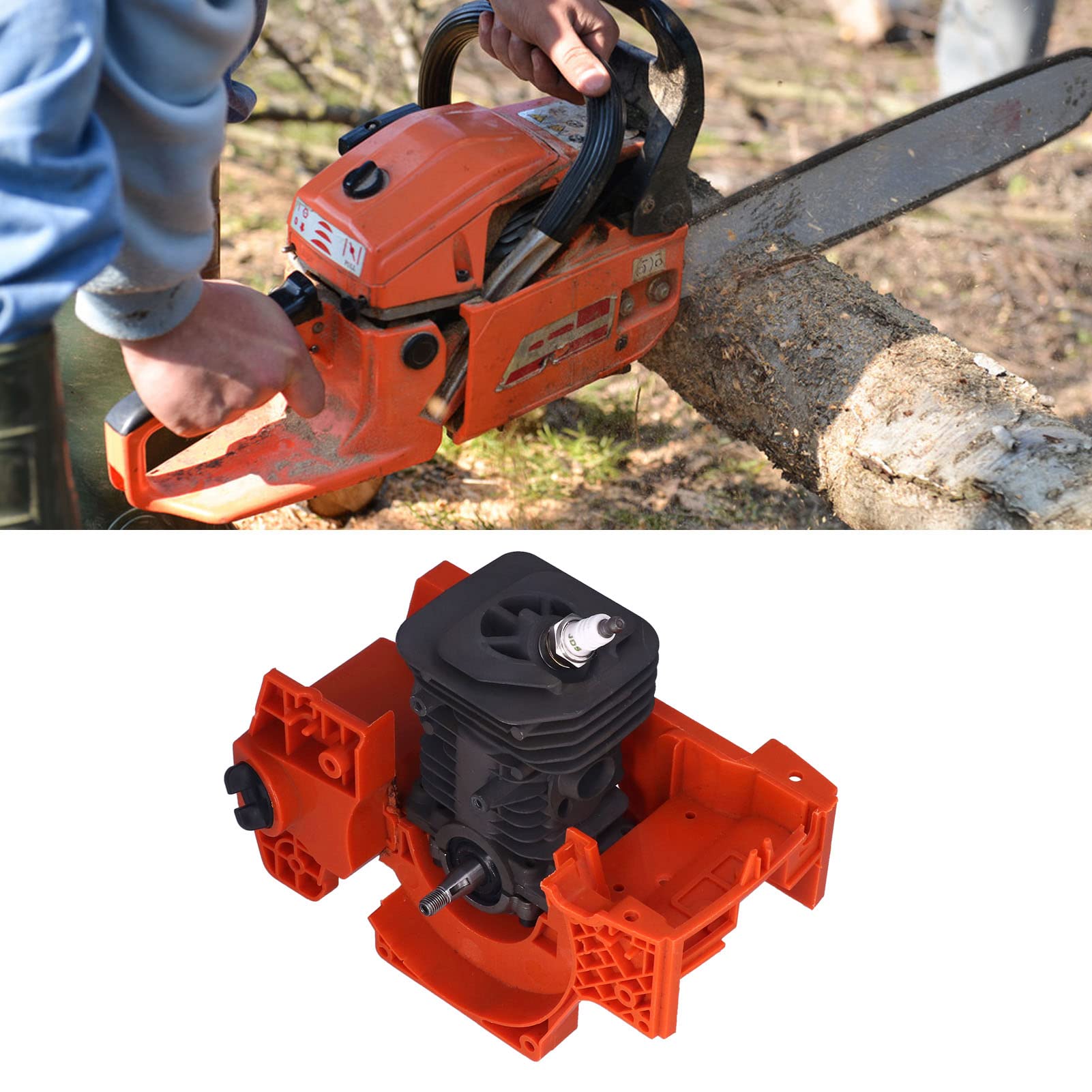Cilindro del cárter Cilindro del cárter de 40 mm con bujía para Motosierra 136 137 141 142 530071991 Pieza de Repuesto de Alto Rendimiento