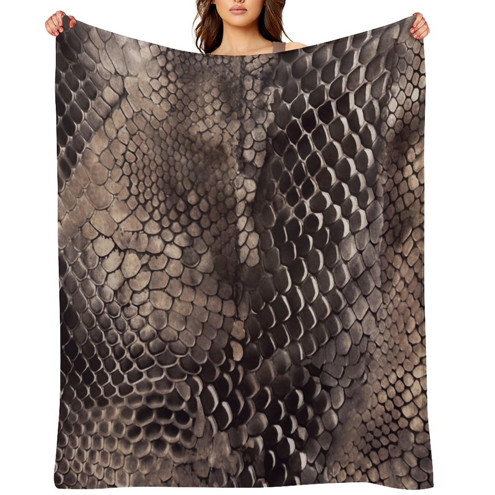 Classic Snake Skin Throw Blanket for Couch and Bed Super Soft Warm Lightweight Throw Blankets Cozy Fuzzy Flannel Blanket Personalized Decorative Blankets for Sofa Decor 60"x80"
