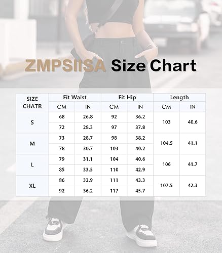 Miniatura 5 de ZMPSIISA Pantalones cargo de cintura alta para mujer, pantalones casuales de pierna ancha, 6 bolsillos, pantalones militares de combate