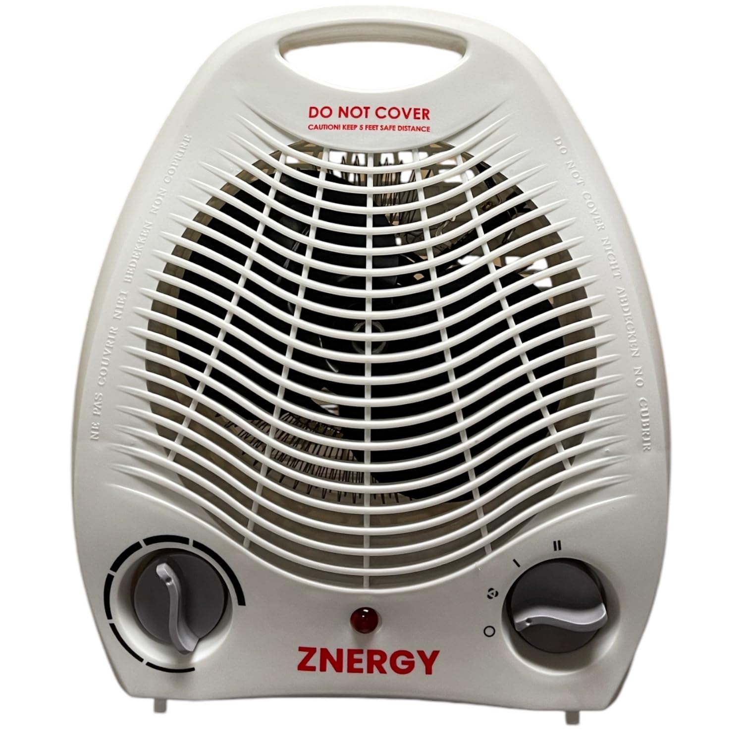 Znergy Fan Heater 1500w Adjustable Thermostat and Speed 3 heat settings Overheating Protection Saftey tip over switch Home Office Garage Dorm Kids Room Livingroom Kitchen