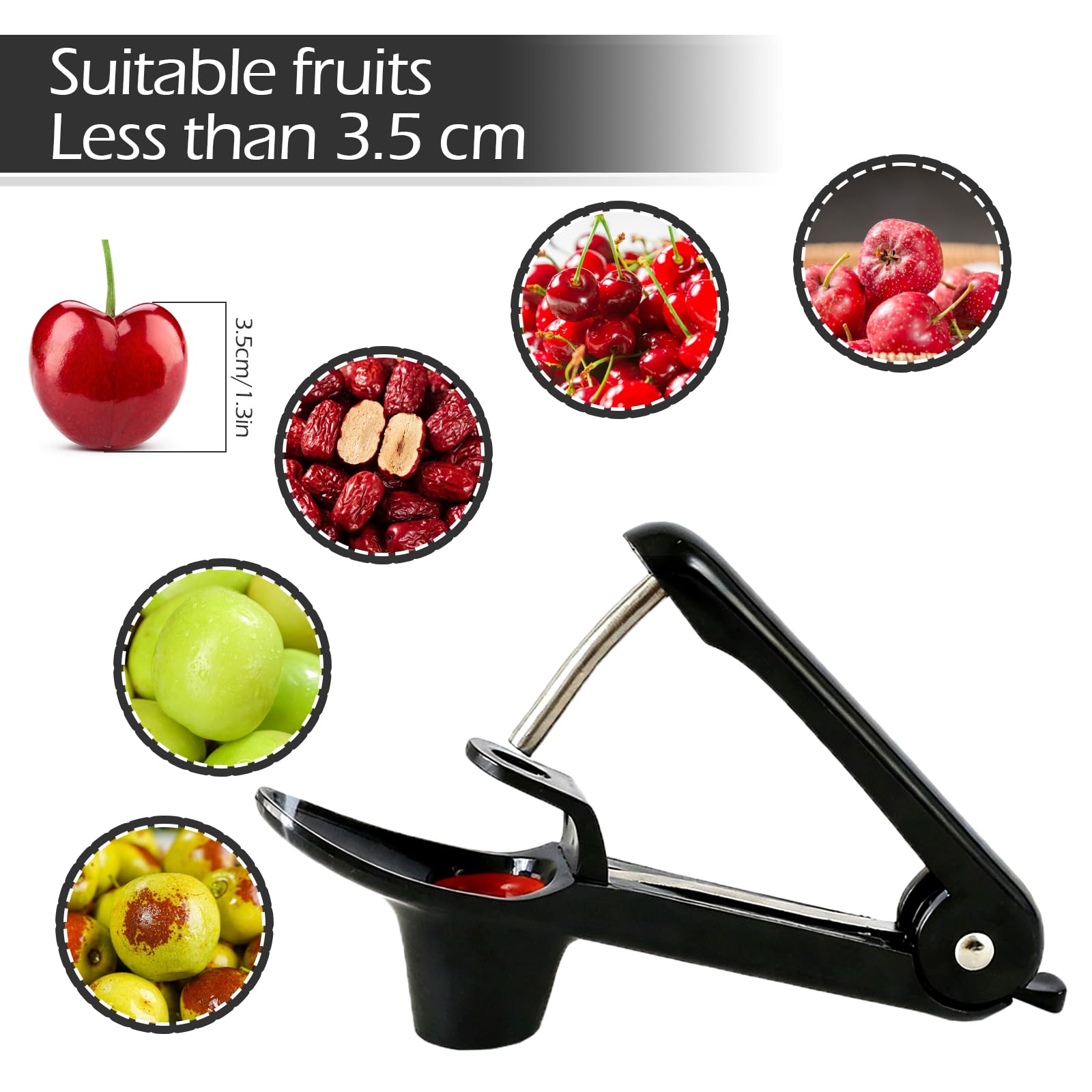 Dénoyauteur de Cerises,Cerises Prunes Fruits Dénoyauteur Manuel Multifonctionnel,Dénoyauteur Portable,Cuisine pour Fruit Dénoyauteurs (Noir）