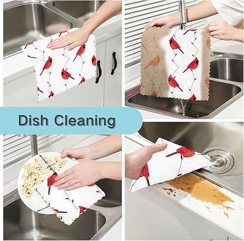 Miniatura 10 de Juego de 6 paños de cocina retro con tren de vapor que sale de la estación con humo, paños de limpieza, paños de limpieza, toallas absorbentes sin