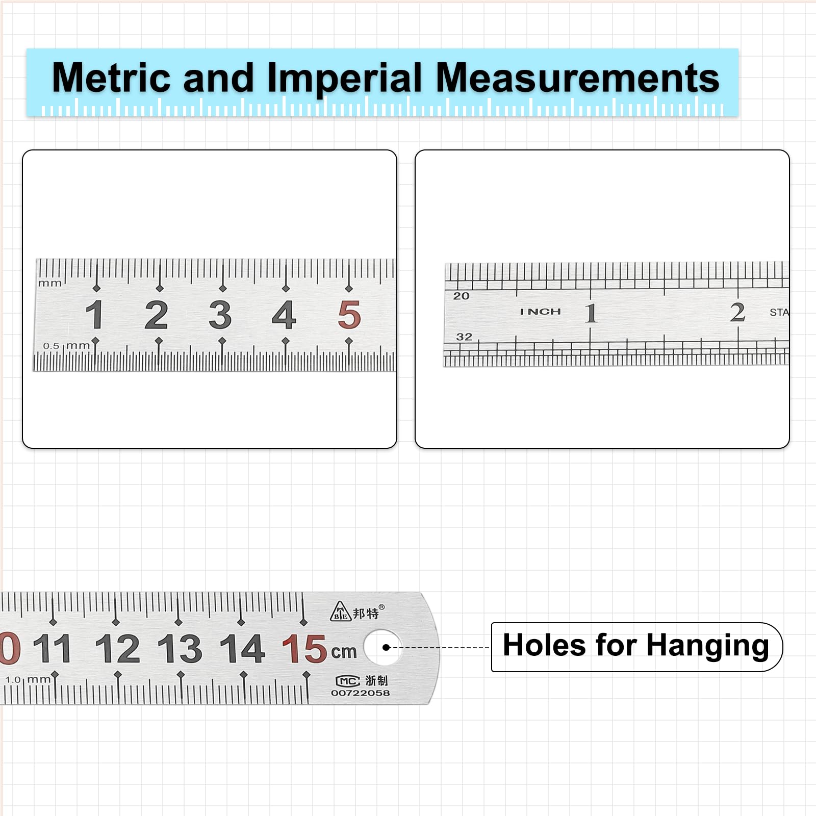 PATIKIL 15cm/6" Metal Straight Ruler - Image 3