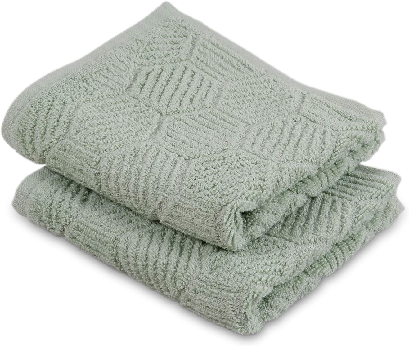 Softweave Hexa Light Green 100% Cotton 2 Multipurpose Hand Towel for Hand,Face,Gym & Spa,s, 24 x 16 inches, 450 GSM, Prewashed, Absorbent, Oeko-TEX Certified (Pack of 2, Light Green)