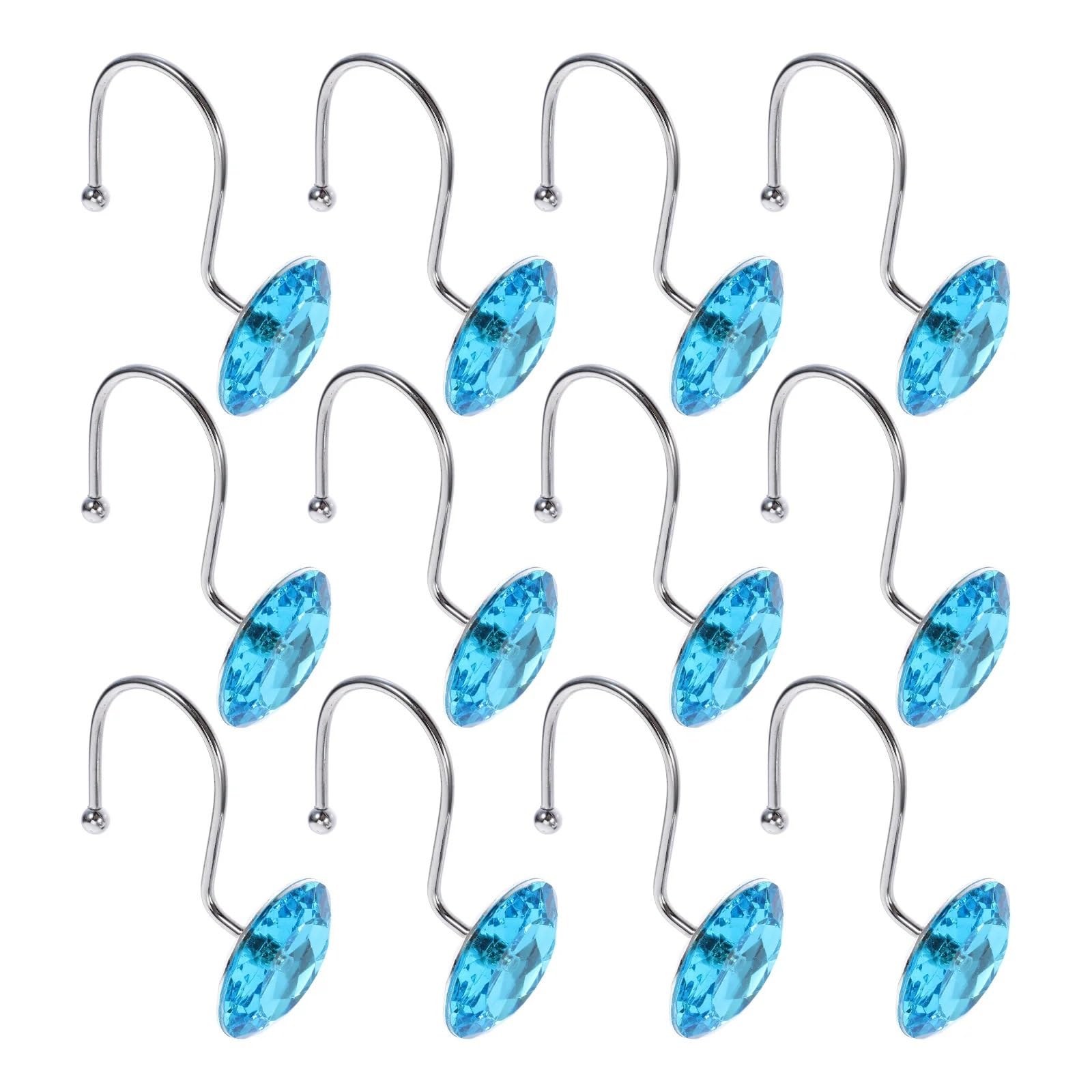 12pcs Bath Curtain Hooks Acrylic Metal Shower Hangers Smooth Sturdy For Bathroom Bedroom Decorative Use