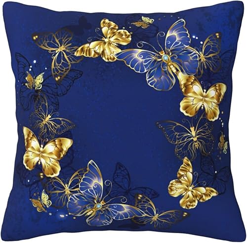Aimeryup Fundas de almohada decorativas de 20 x 20 pulgadas, diseño de mariposa azul, fundas de cojín decorativas para sala, fundas de almohada