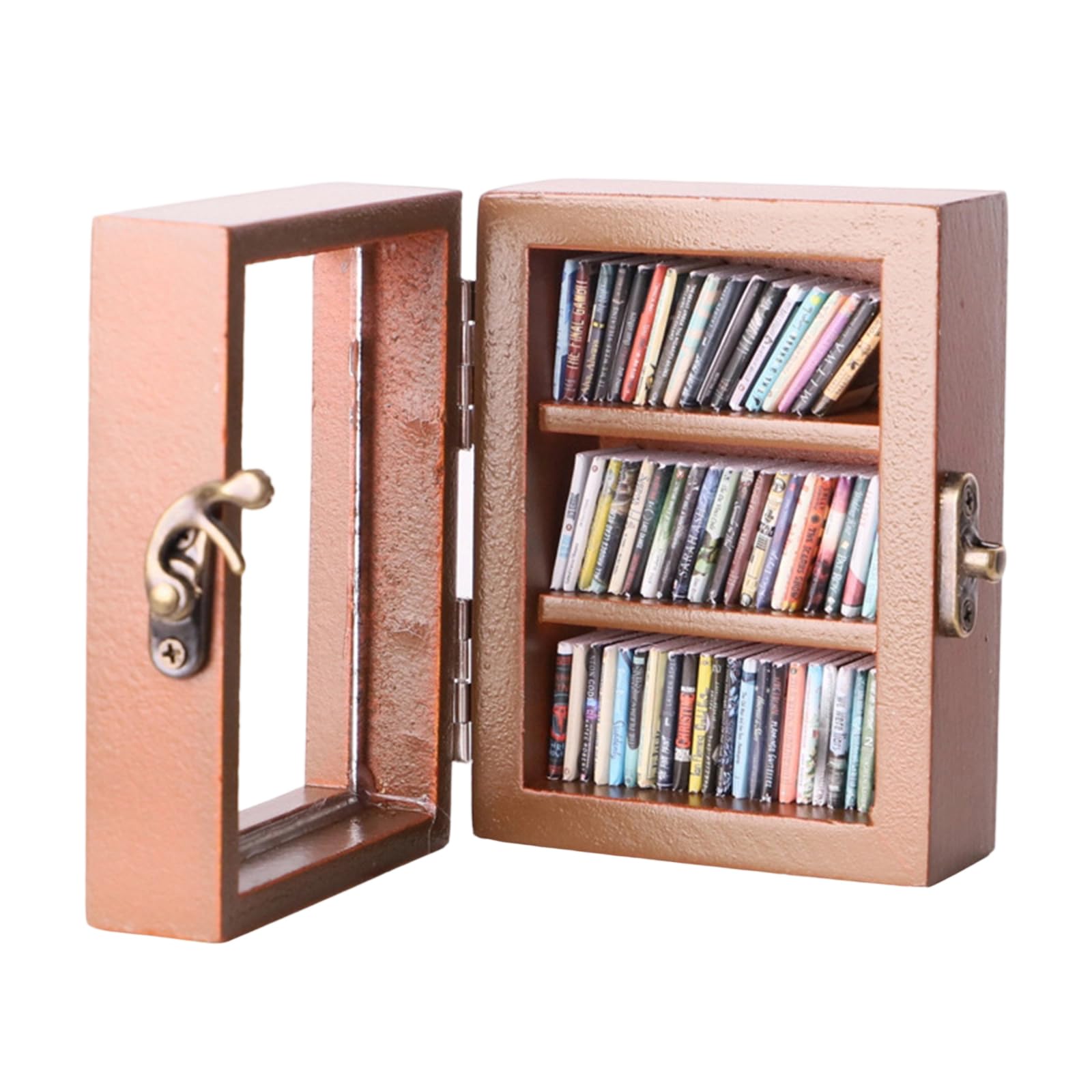 Stress Reducing Miniature Bookcase with 60 Books Wood Desktop Bookshelf Decoration for Workers Stress Relief Bookshelf Ornament