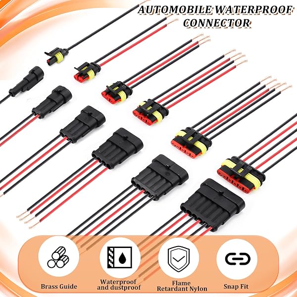 808 Pieces Waterproof Connector for Automotive, Electrical Connector Waterproof 1/2/3/4/5/6 Pins, Terminal Plug Connectors Sealed, Waterproof Car Connector for Motorcycle Scooter Car Boat - 3
