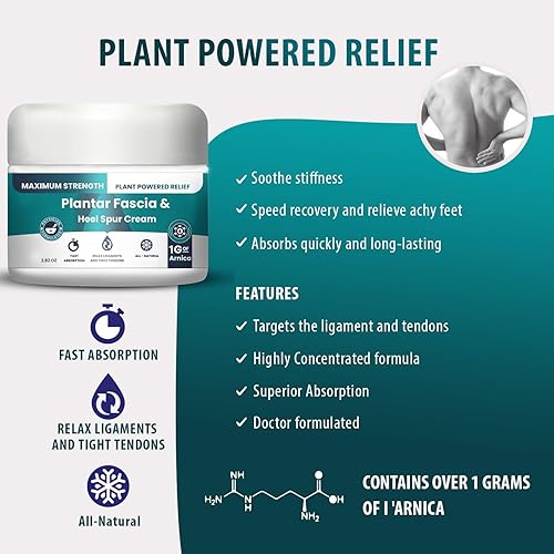 Miniatura 2 de M PAIN MANAGEMENT TECHNOLOGIES PMT - Crema para fascitis plantar y espolón de talón - Crema para aliviar los pies. Alta concentración de árnica;