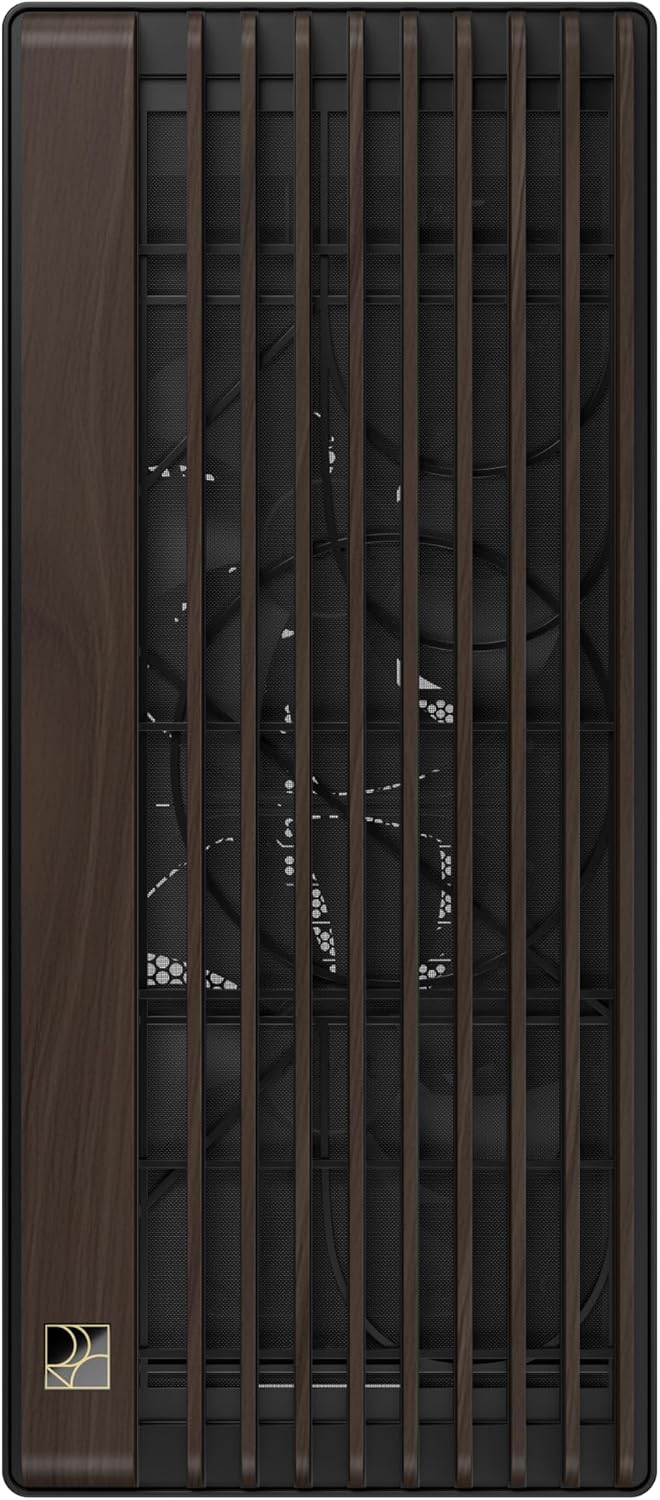 ASUS ProArt PA602 Wood Edition Modern Black – Chasis E-ATX con Panel de Cristal Templado, Compatible con GPU de hasta 440 mm y radiadores de 420 mm, Ventiladores de 140 mm y de 200 mm preinstalados 9