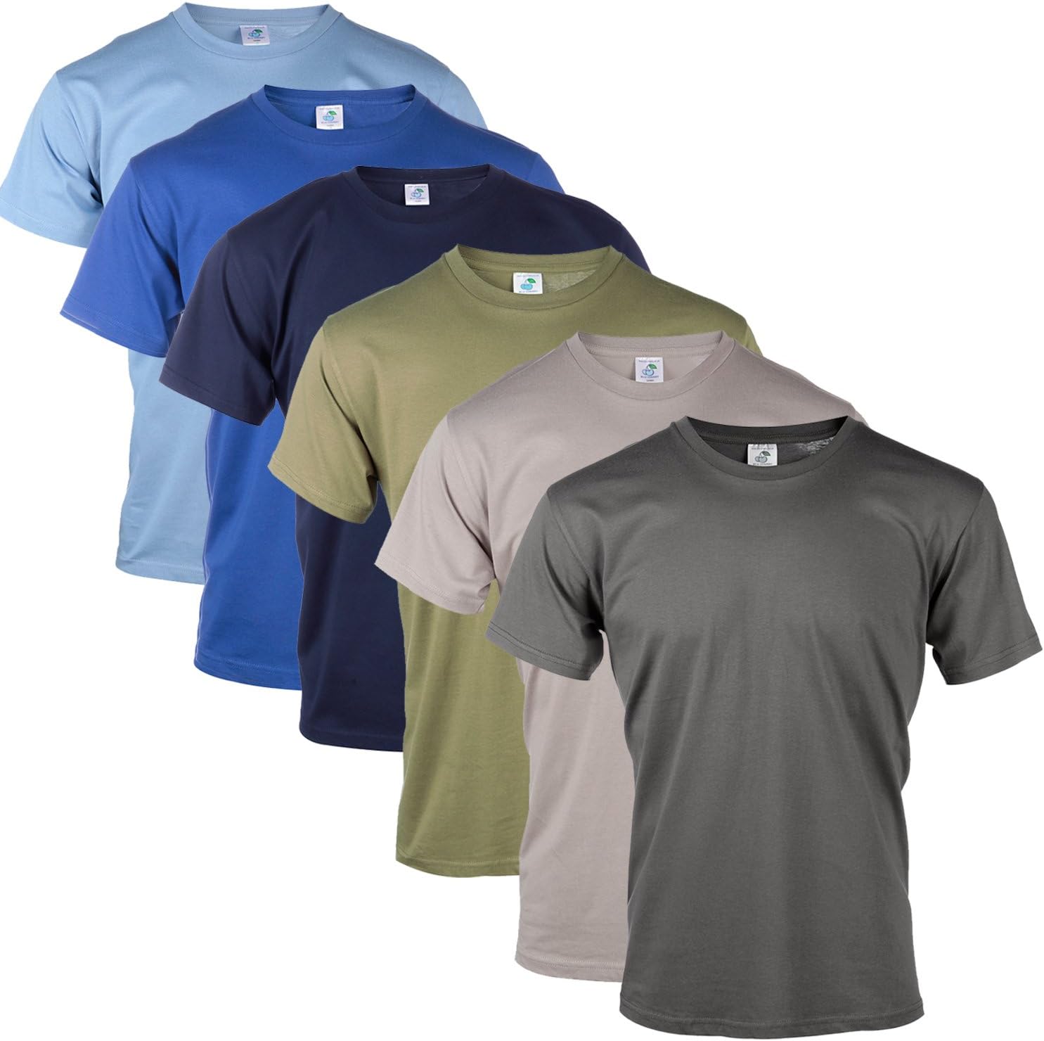Blu Cherry3 Pack Or 6 Pack Men's Cotton Regular Fit Round Collar Short Sleeve T-Shirt Top Assorted Multi Pack- Casual Regular Fit