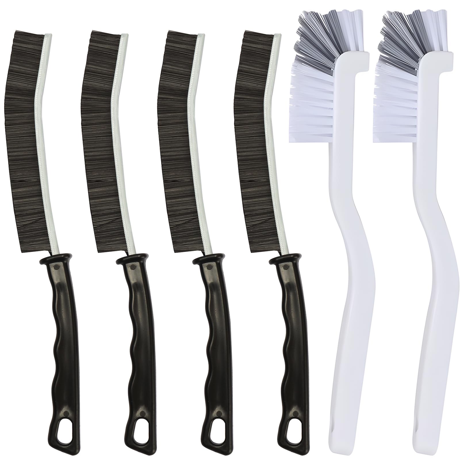 6PCS Crevice Cleaning Brush, Hard Bristle Window Groove Tool, Long Handle Narrow Gap Cleaner for Tiny Window Door Track, Bathroom, Home Kitchen Tile