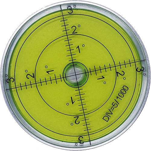 Nivelador horizontal de aluminio de alta precisión Nivel de burbuja Herramienta Círculo redondo 2.4 pulgadas 2.362 in (plata, verde)