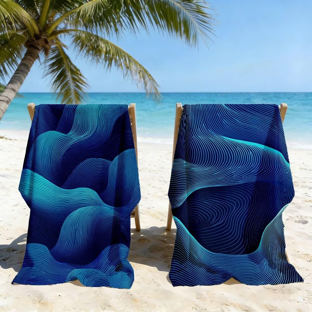Toalla Playa 90x180 cm, Toalla Gimnasio Microfibra Secado Rapido, Juego de 2 Antiarena Toallas de Playa, Ligera Compacta Toallas Microfibra Grande para Viaje, Regalo Hombre Mujer (Abstracto) -4527